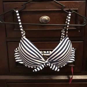 Xhilaration Navy & White Bikini Top